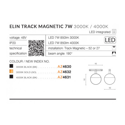 Oprawa Elin Track Magnetic 7W 4000K AZ4631 - Azzardo